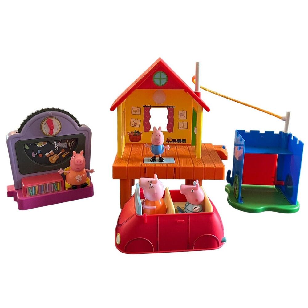 Peppa Pig Treehouse George's Fort, Family Car,School Playgroup,3Figures SOUNDS